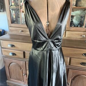 Chic Black Satin Backless Dress